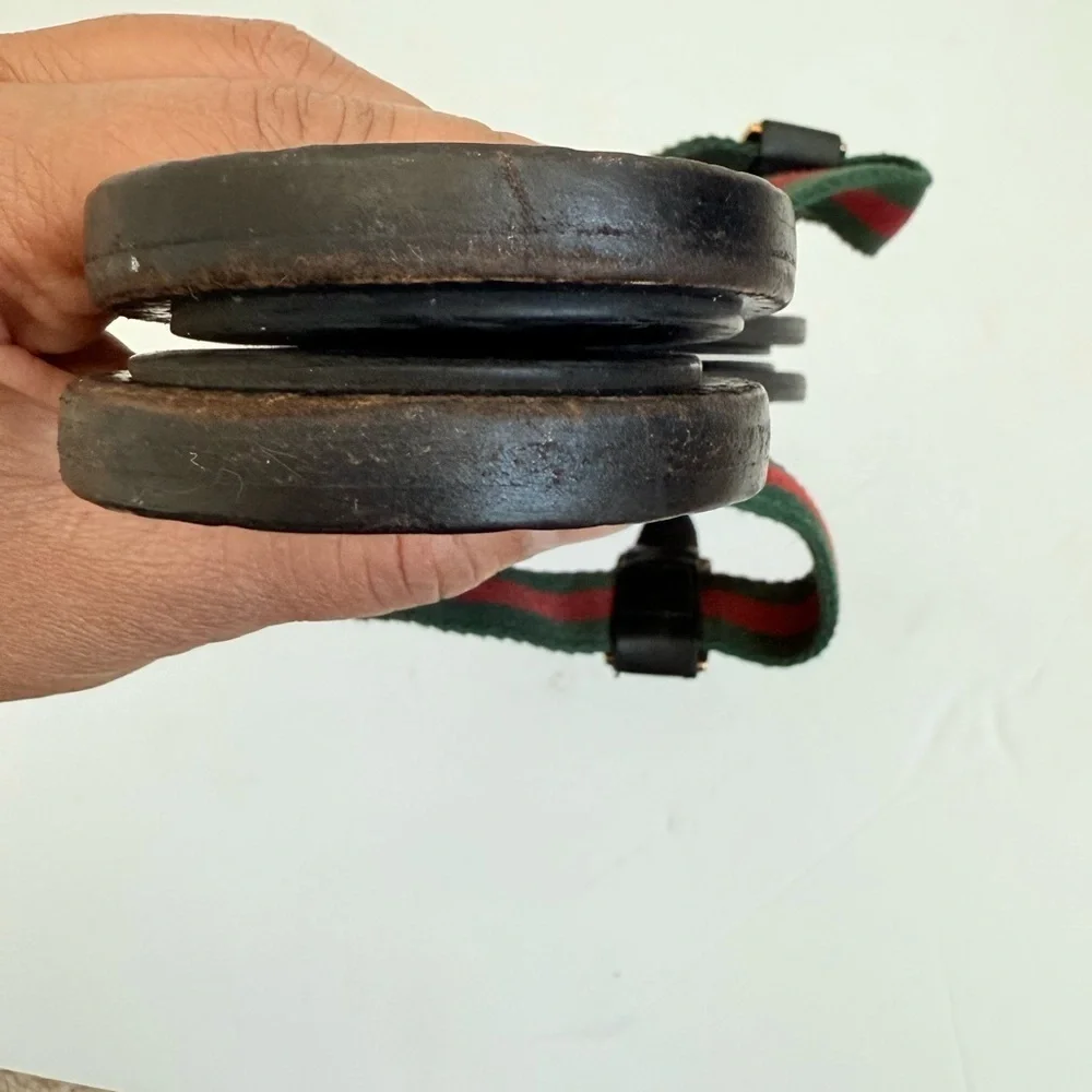 Gucci Black Red Green Leather Fabric GG web Thong flat sandals EU 39.5